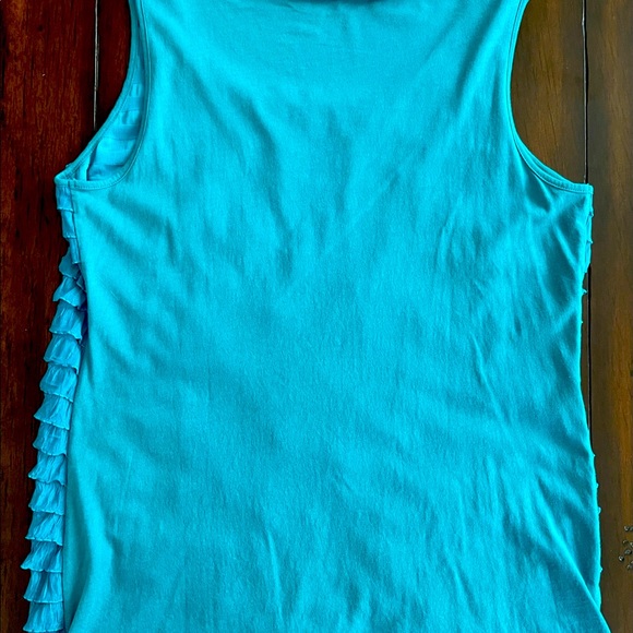 LOFT Women’s Turquoise Ruffle Tank - Large - Picture 2 of 5